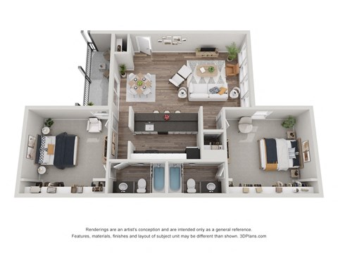 a 3 bedroom floor plan is shown in this illustration